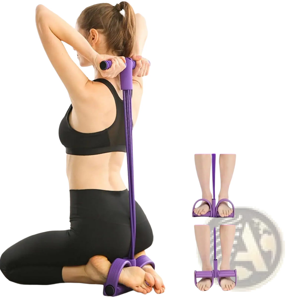 Purple 21 fitness resistance bands tube pedal ankle puller with adjustable resistance and ergonomic handles for abdominal exercise