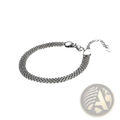 Multi-layer silver mesh heart clasp bracelet with silver-toned multi-strand chain anklet and matching charm