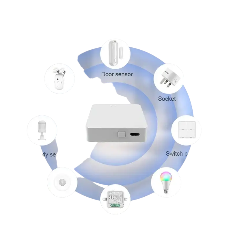 White rectangular multi-mode gateway hub with matte finish and integrated button for smart life bluetooth gateway use