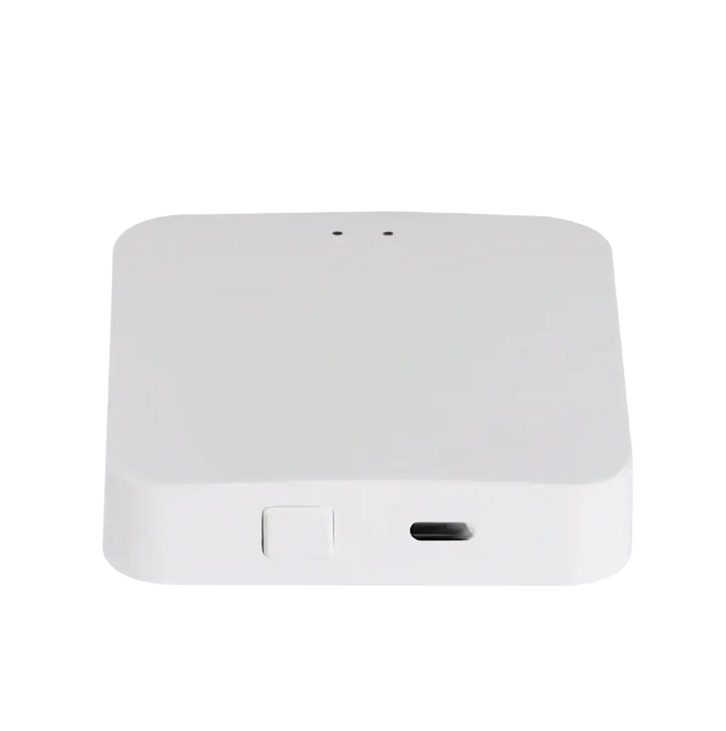 White rectangular multi-mode gateway hub for smart life with 2.4g wifi and bluetooth gateway powered by tuya intelligence