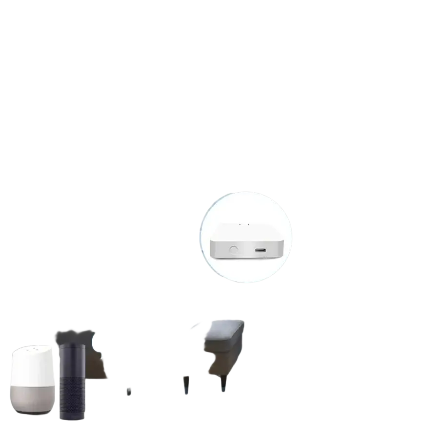 White rectangular multi-mode gateway hub for smart life with circular button and usb port for bluetooth gateway control