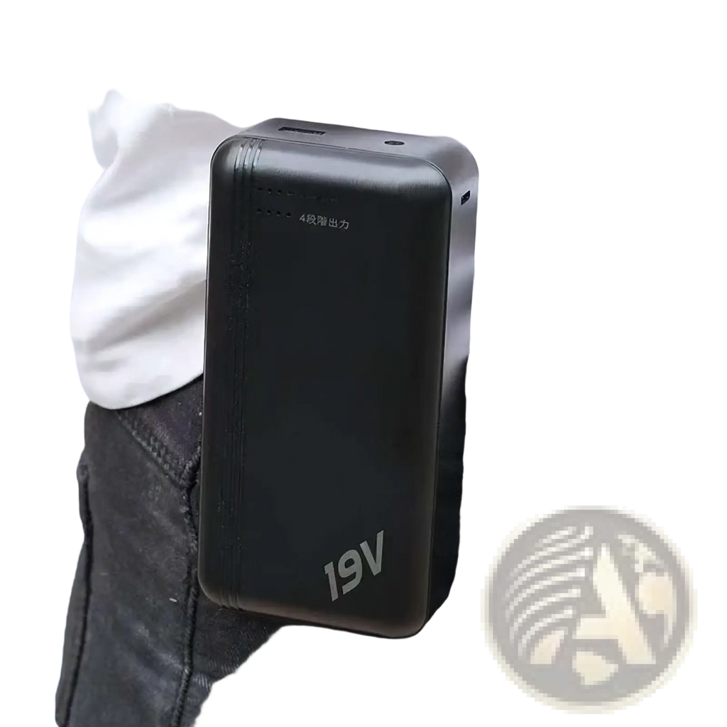 Black rectangular matte finish multi voltage cooling vest power bank 36w with 19v and chinese characters on front