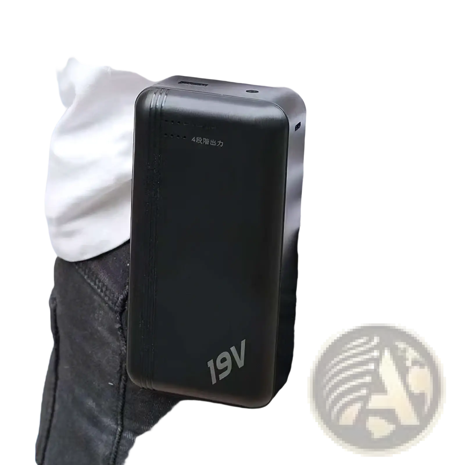 Black rectangular matte finish multi voltage cooling vest power bank 36w with 19v and chinese characters on front