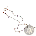 Multicolor gemstone choker in silver alloy with a delicate chain and colorful irregular gemstone beads in red green purple and clear