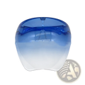 A sleek multifunctional anti-splash iridescent shield sunglasses with gradient blue-to-clear glossy plastic finish and headband