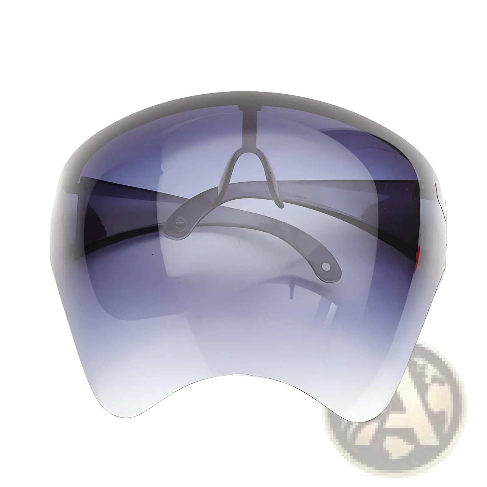 Multifunctional anti-splash iridescent shield sunglasses with sleek gradient blue-tinted face shield and metallic silver frame