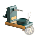 Modern teal and gold-colored manual vegetable peeler with ergonomic design in multifunctional apple peeler and slicer tool kit