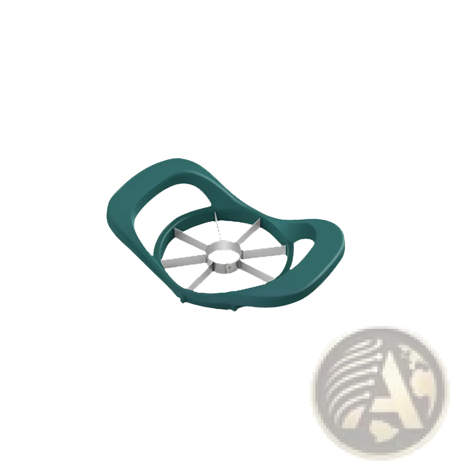 Multifunctional apple peeler and slicer tool kit featuring a teal plastic apple slicer with a stainless steel cutting wheel