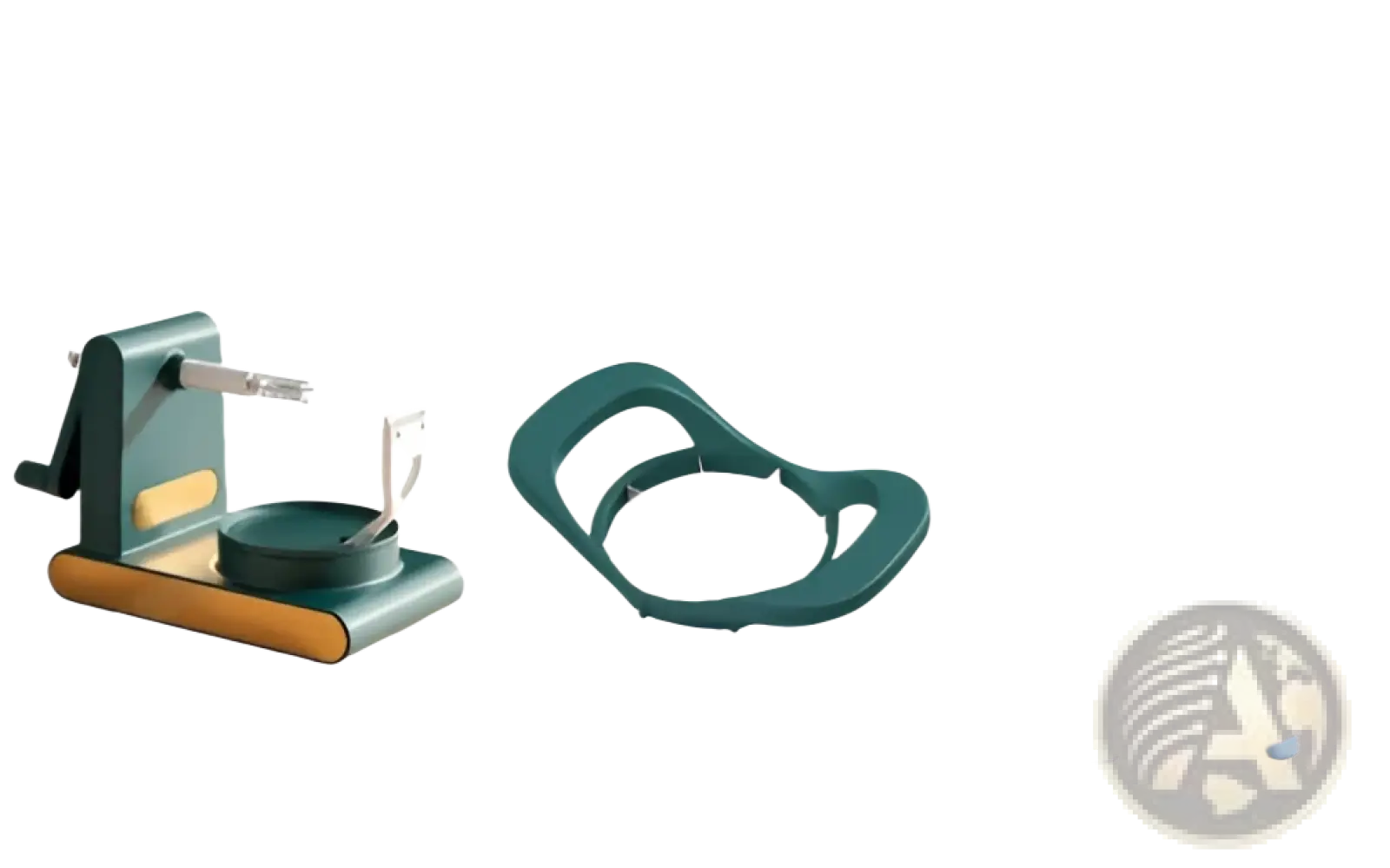 Multifunctional apple peeler and slicer tool kit with green hand crank, metal blade, and matching ergonomic handle