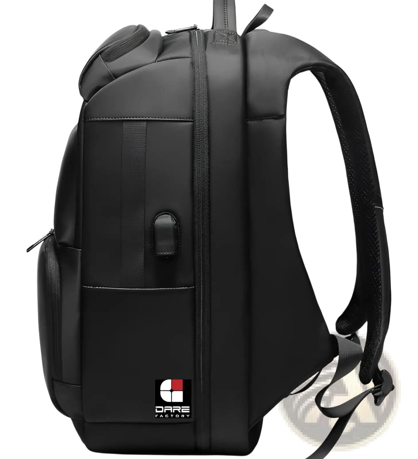 Multifunctional black nylon laptop backpack with sleek design and multiple zippered compartments for business and travel