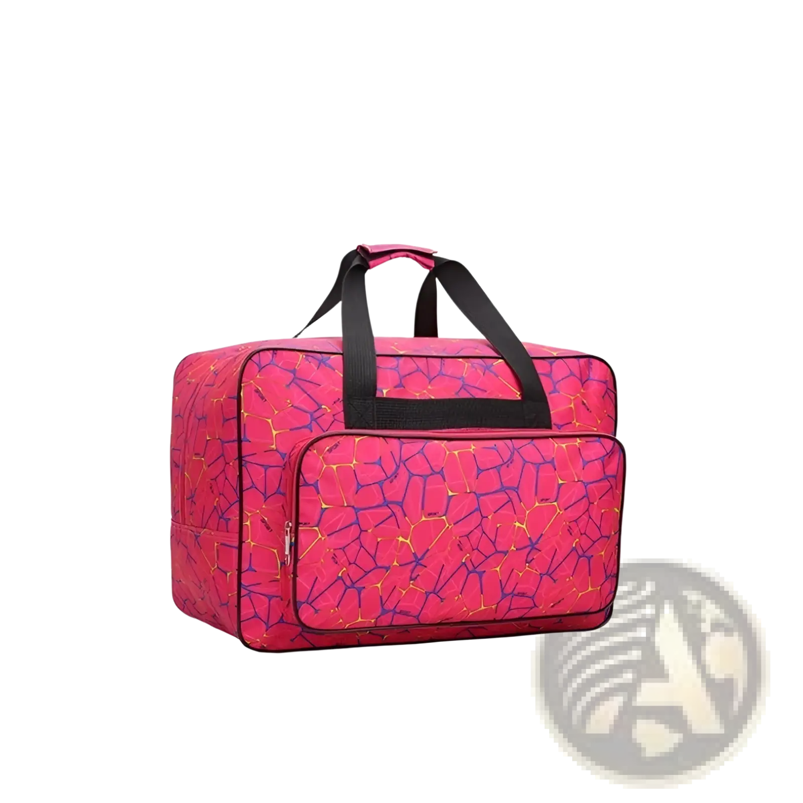 Multifunctional cracked pattern nylon travel duffel bag in vibrant pink and purple with black handles
