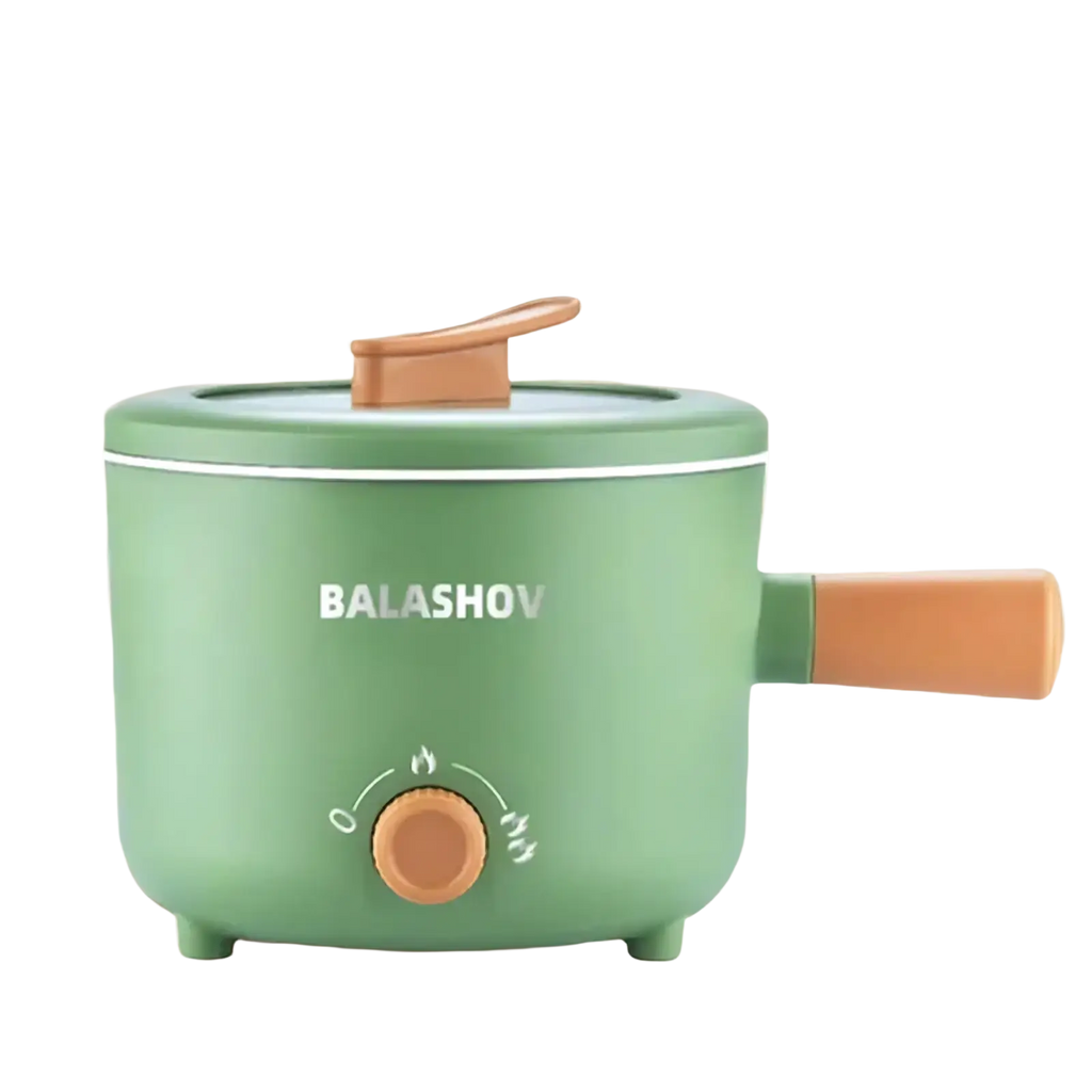 Mint green balashov multifunctional electric hot pot with wooden handle and lid knob nonstick rice cooker