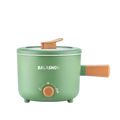 Mint green balashov multifunctional electric hot pot with tan handle and knob featuring a temperature control dial
