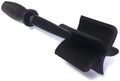 Black heat resistant nylon ground meat chopper and masher with textured grip handle and three curved blades