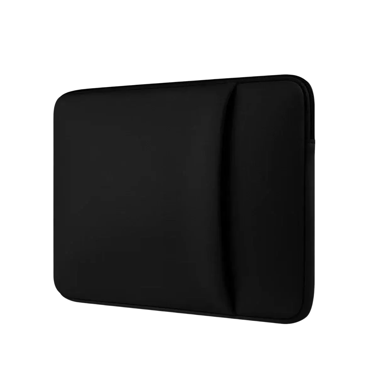 Black multifunctional neoprene laptop sleeve with subtle vertical seam and rounded edges for 11 to 17 inch laptops