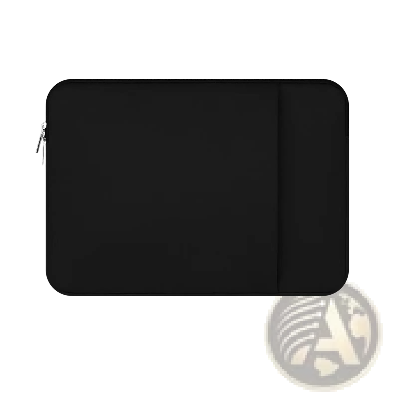 Black multifunctional neoprene laptop sleeve with sleek minimalist design and silver zipper pull for 11 to 17 inch laptops