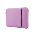 Purple multifunctional neoprene laptop sleeve with zipper closure and side pocket for 11 to 17 inch laptops