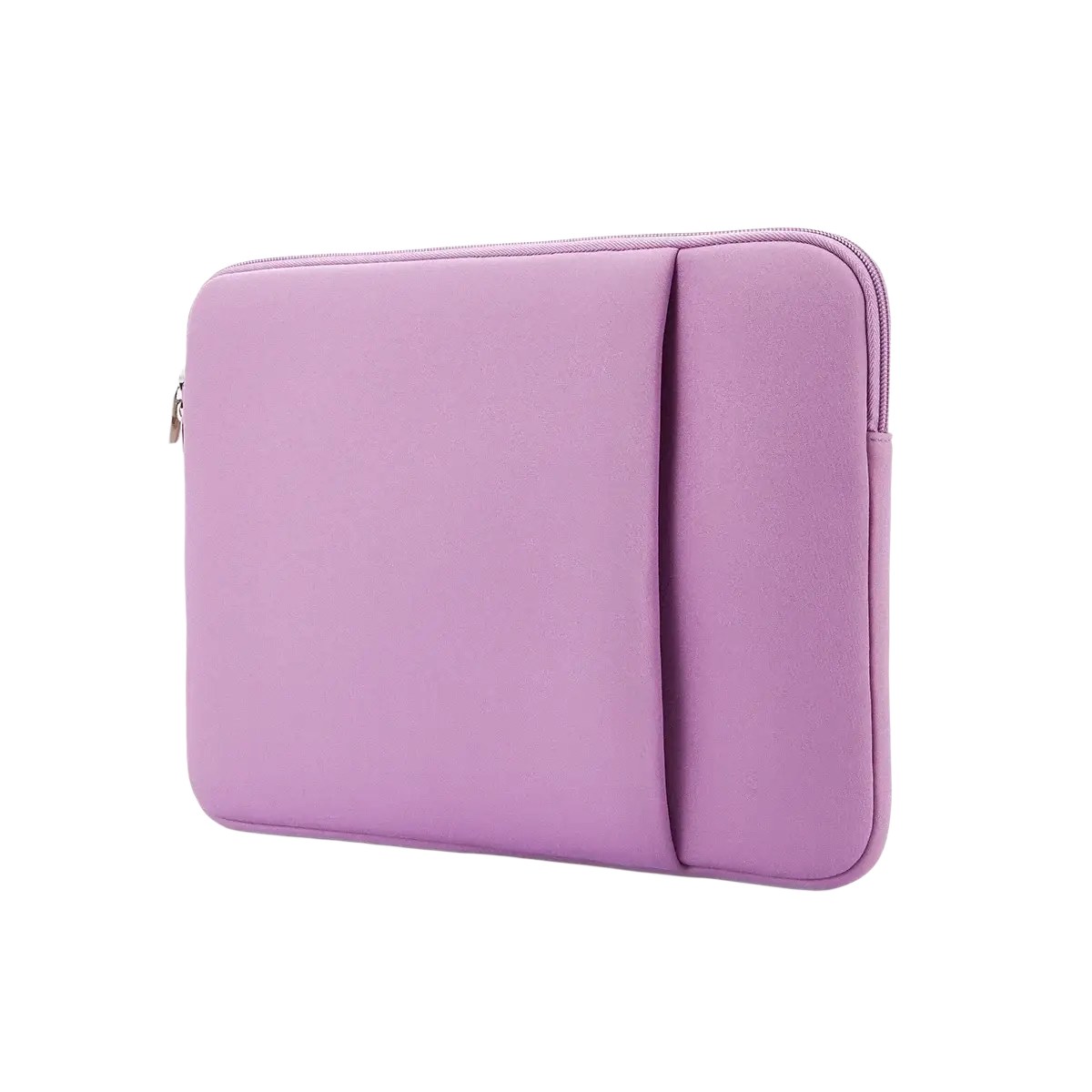 Purple multifunctional neoprene laptop sleeve with zipper closure and side pocket for 11 to 17 inch laptops