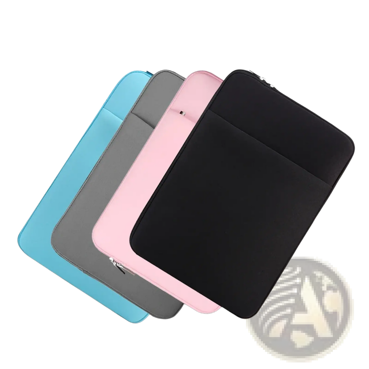 A sleek multifunctional neoprene laptop sleeve in black gray pink and light blue for 11 to 17 inch laptops