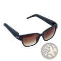 Multifunctional rectangular black sunglasses with gradient brown lenses and removable storage tube in sleek design