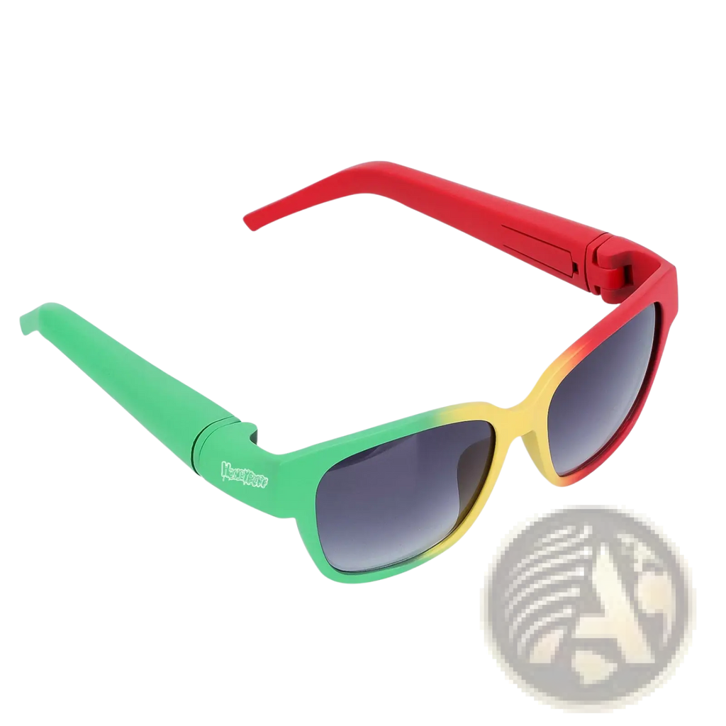 Multifunctional rectangular children’s sunglasses with vibrant rainbow gradient frame and durable plastic construction