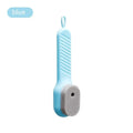 Multifunctional gentle sponge leather cleaning brush with light blue plastic body, gray textured scrubbing head, and ridged handle