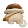 Cute brown and cream corduroy mushroom plush pillow with tan strap shaped like bread doll toy for decor and comfort