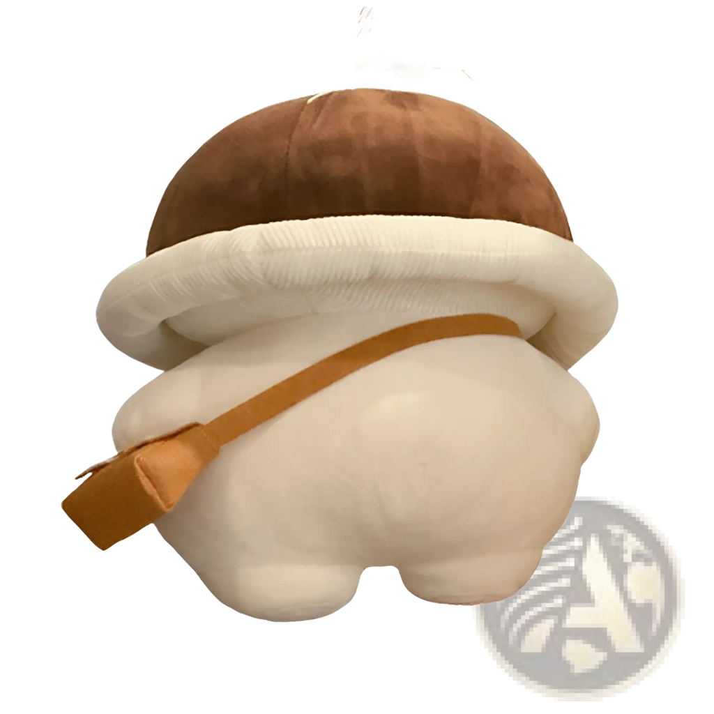 Cute brown and cream corduroy mushroom plush pillow with tan strap designed as a bread shape doll toy