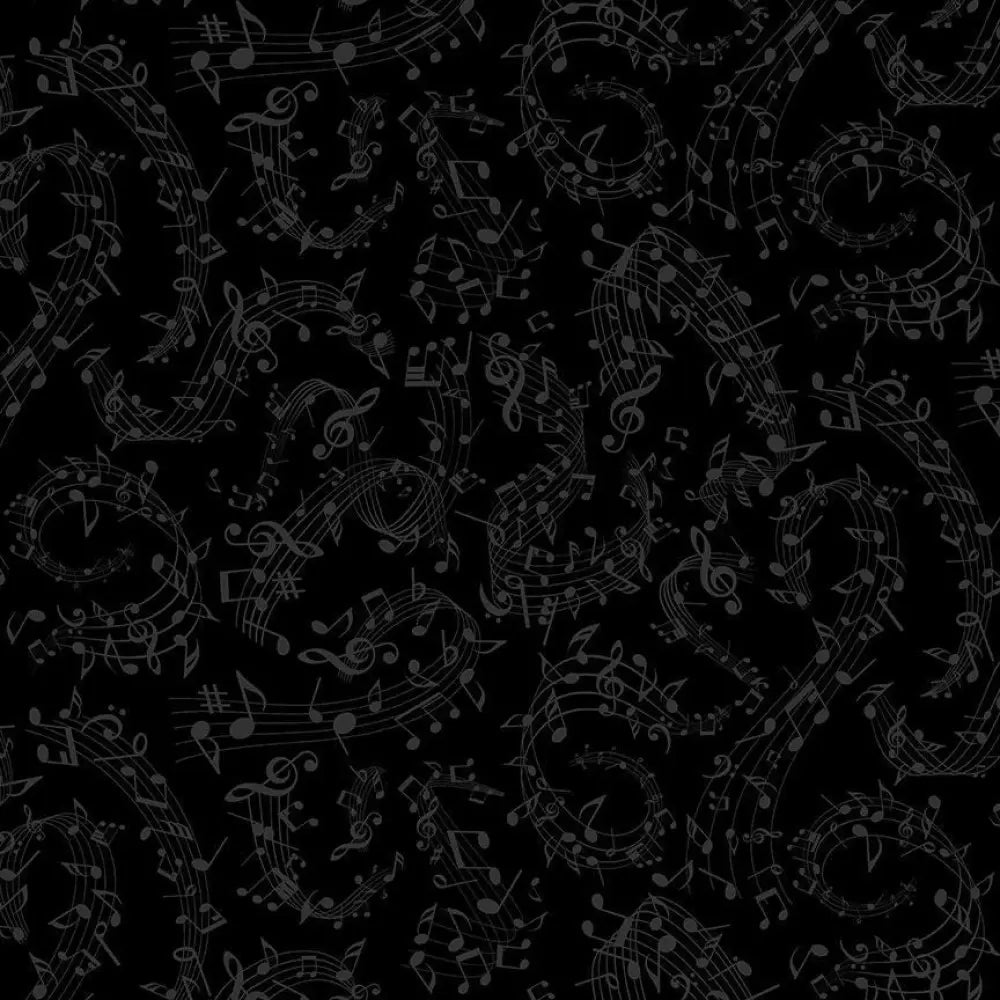 Black cotton music notes high waisted pleated a-line skirt fabric with gray musical note pattern
