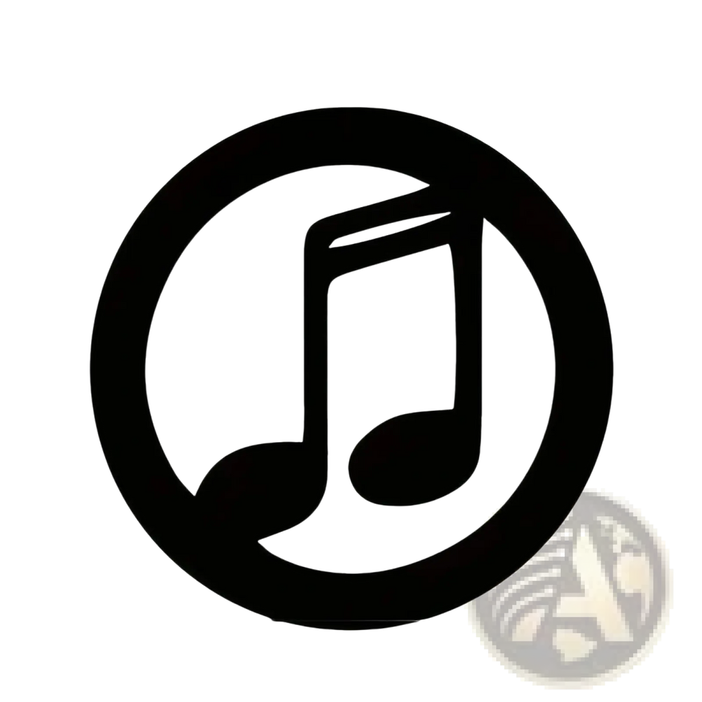 Black circular wooden wall decor featuring a stylized musical note design from a 4 piece 20x20cm set