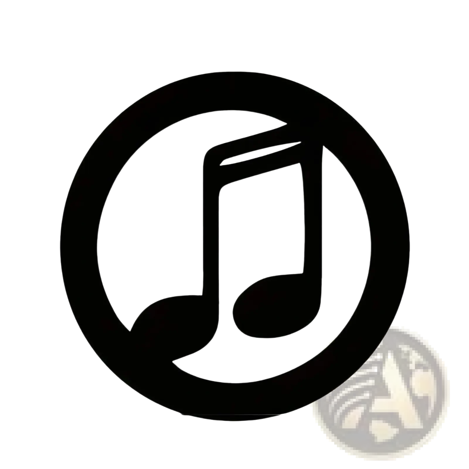 Black circular wooden wall decor featuring a stylized musical note design from a 4 piece 20x20cm set