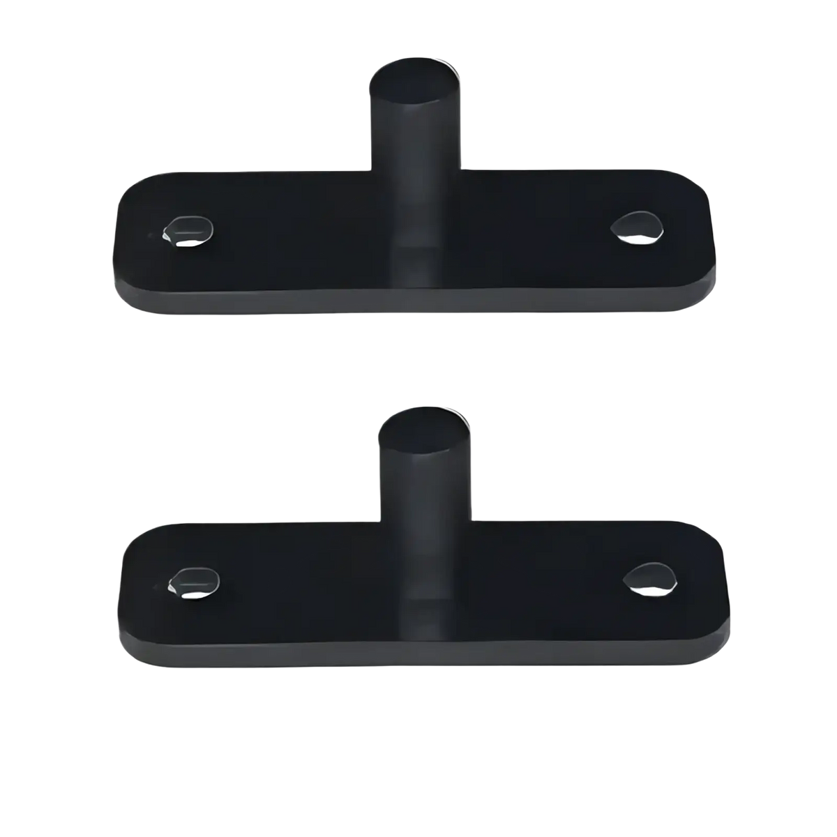 Black plastic mounting brackets with cylindrical posts and pre-drilled holes in Mw Audio 5xt professional speaker accessory kit
