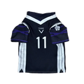 Black dog jersey jumpsuit with white purple accents number 11 team v branding from nagi seishiro pet cosplay costume