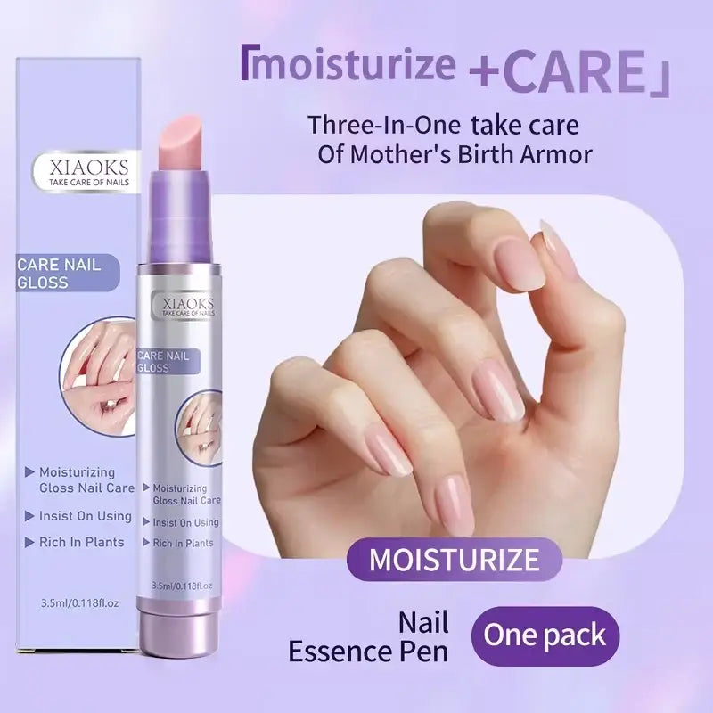 Purple and silver xiaoks nail care essence pen with pink tip for moisturizing nails and dead skin repair