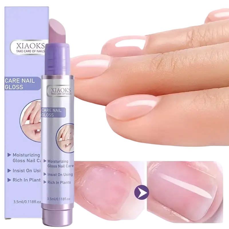 A lavender-tinted cylindrical nail care essence pen for dead skin repair with a plant-rich moisturizing gloss formula