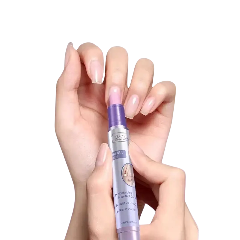 A sleek silver and purple xiaoks nail care essence pen for dead skin repair with a matte finish cylindrical body