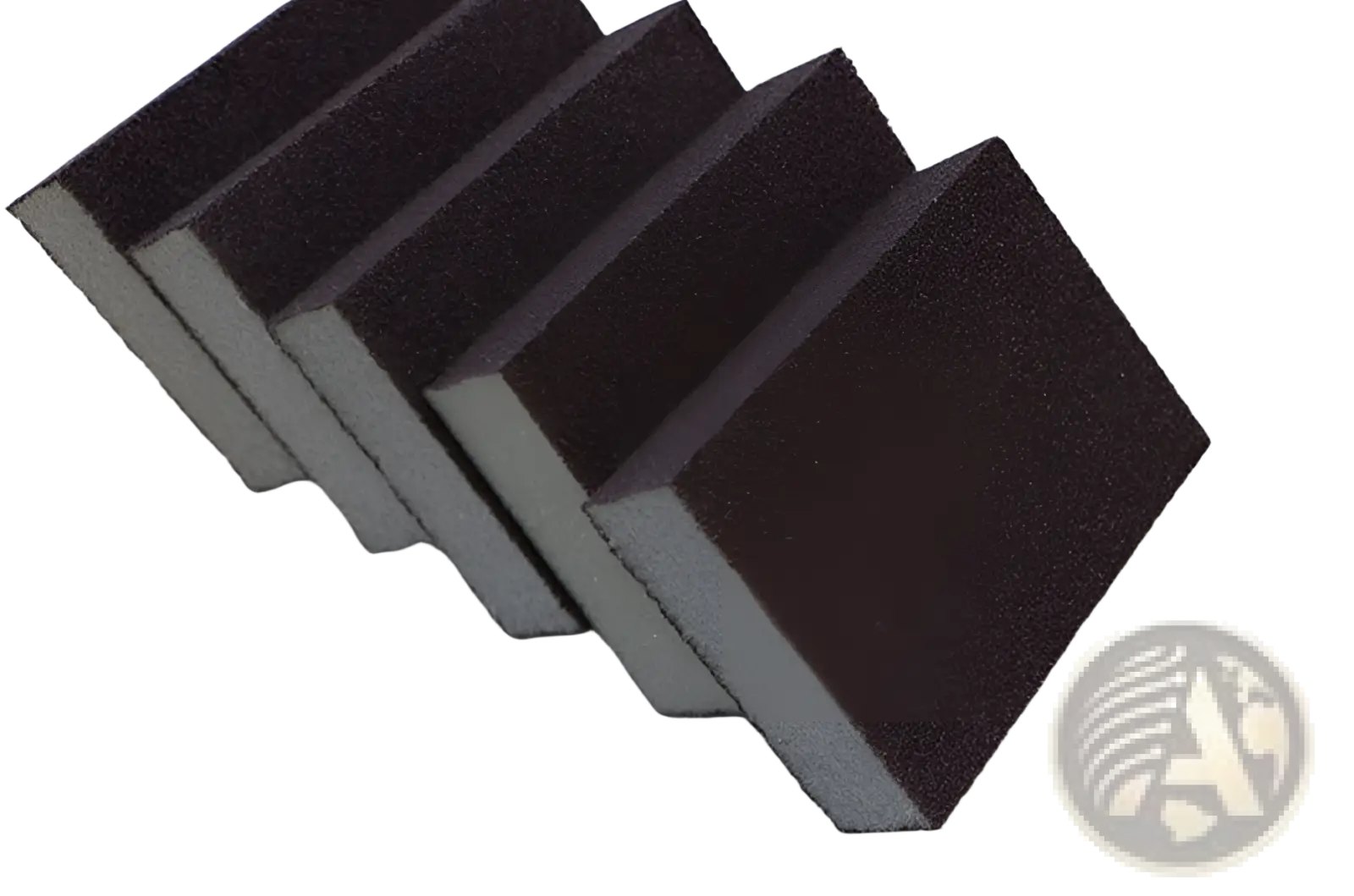 Dark brown rectangular nano emery sponge sanding blocks with textured abrasive surface and gray backing for rust removal