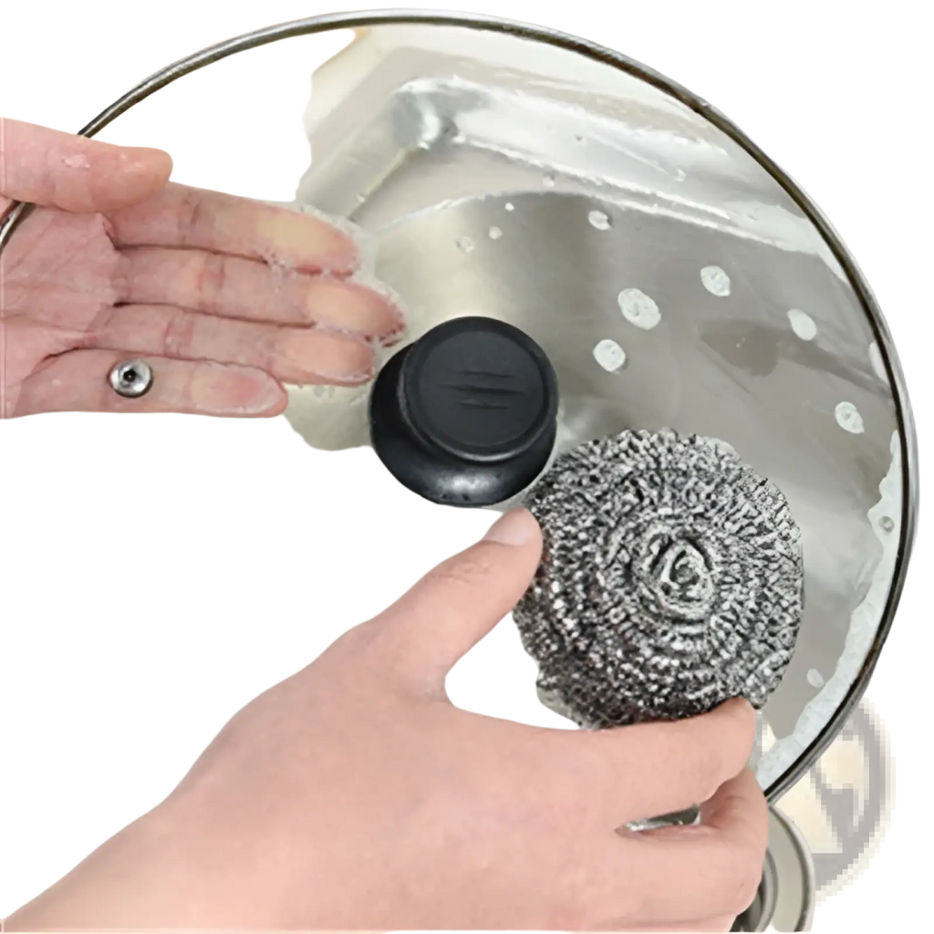 Silver steel wool scrubber with coiled spiral design for nano emery sponge rust and stain remover tool