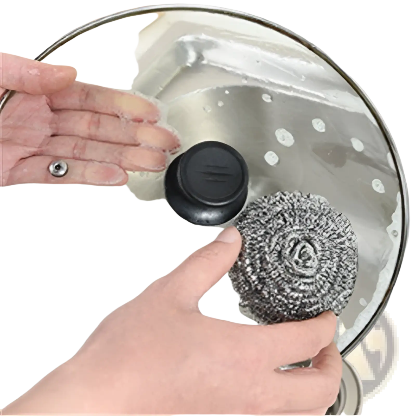 Silver steel wool scrubber with coiled spiral design for nano emery sponge rust and stain remover tool