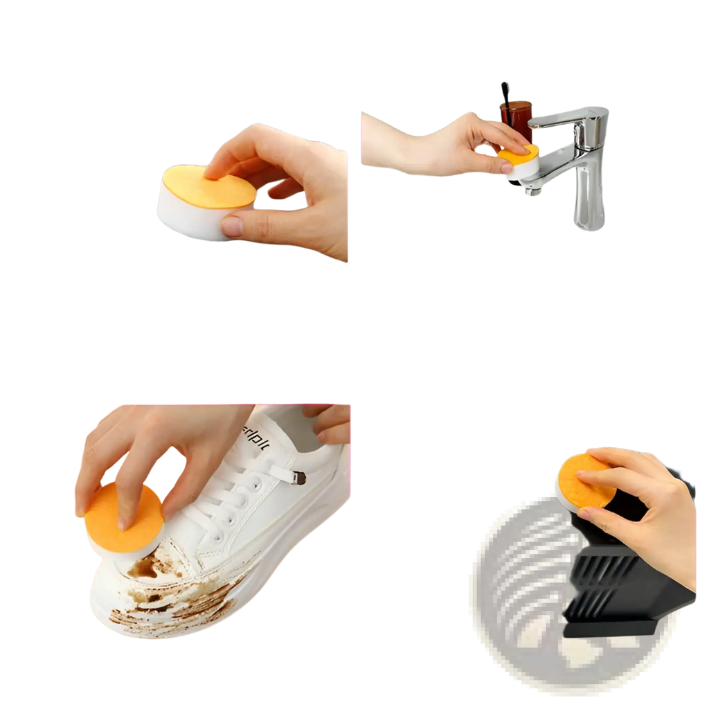 Orange and white dual-sided nano sponge cleaning pad made of durable material for kitchen scrubbing 6 pack