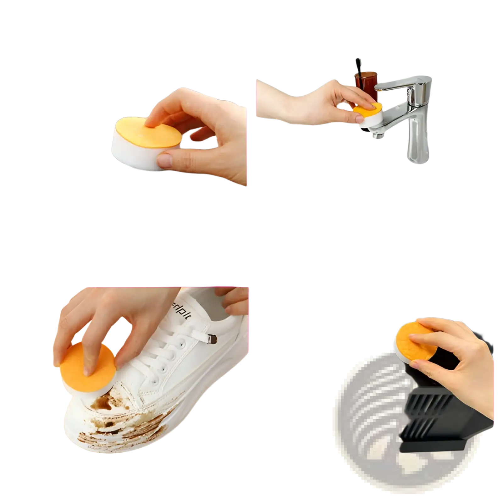 Orange and white dual-sided nano sponge cleaning pad made of durable material for kitchen scrubbing 6 pack