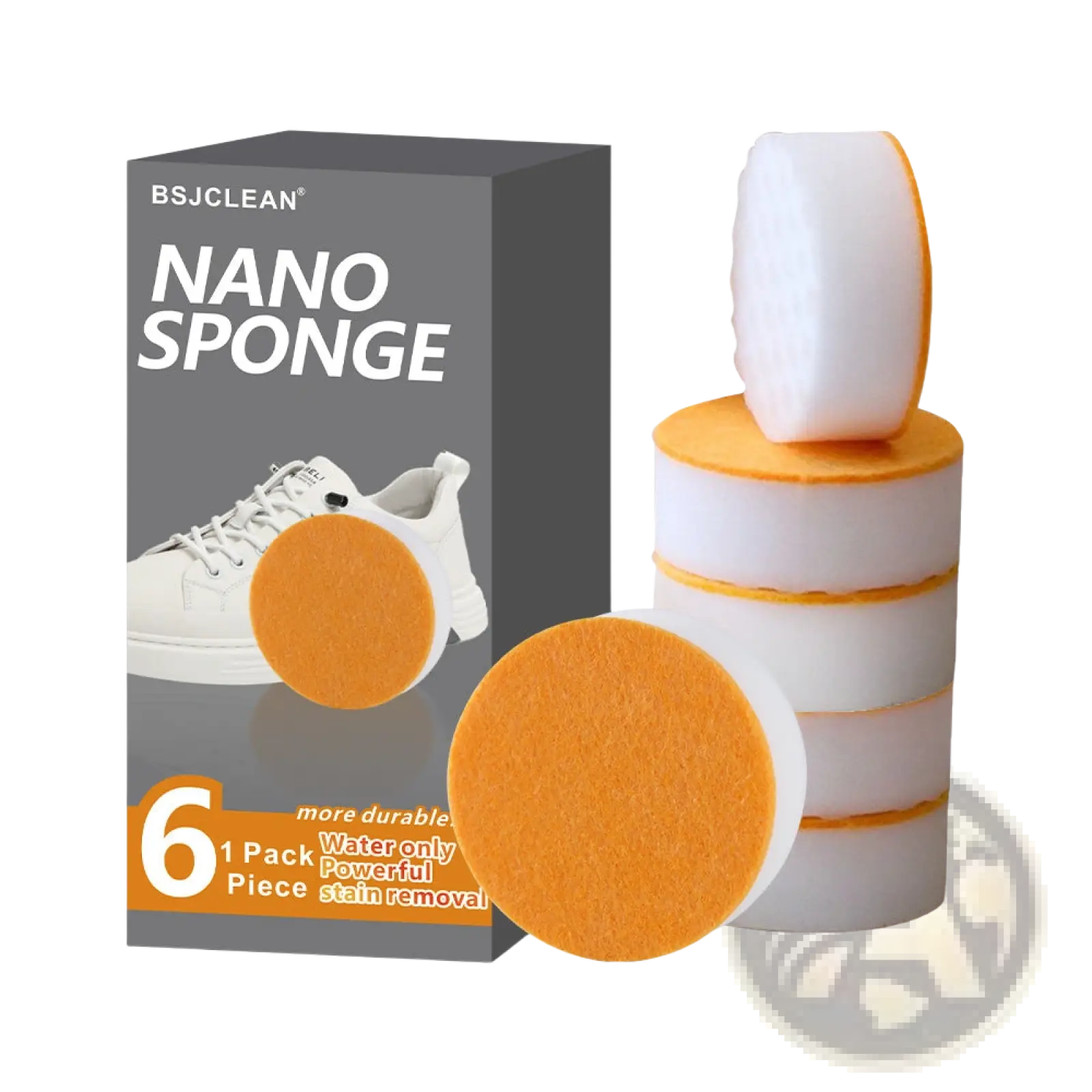 Nano sponge cleaning pads 6 pack kitchen scrubbers with orange and white colors for efficient cleaning