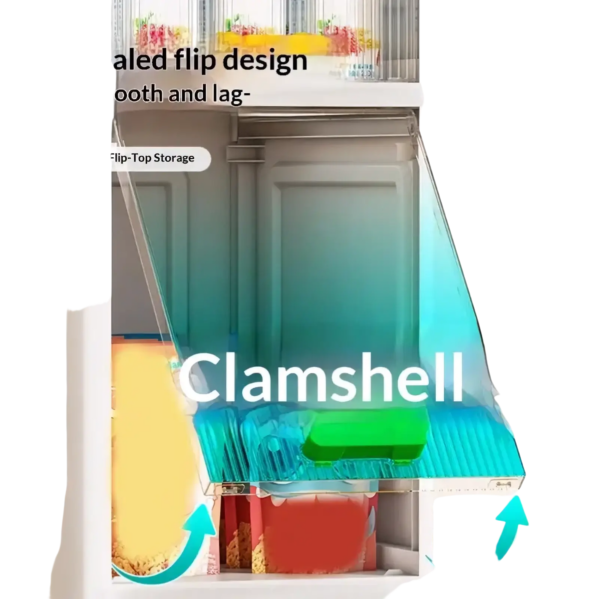 Transparent blue clamshell storage container with sealed door and flip-top design in narrow clear door 5 tier rolling storage cabinet