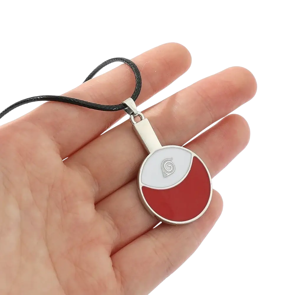 Naruto red cloud necklace metal cosplay jewelry from mainland china with red white pendant and silver spiral emblem