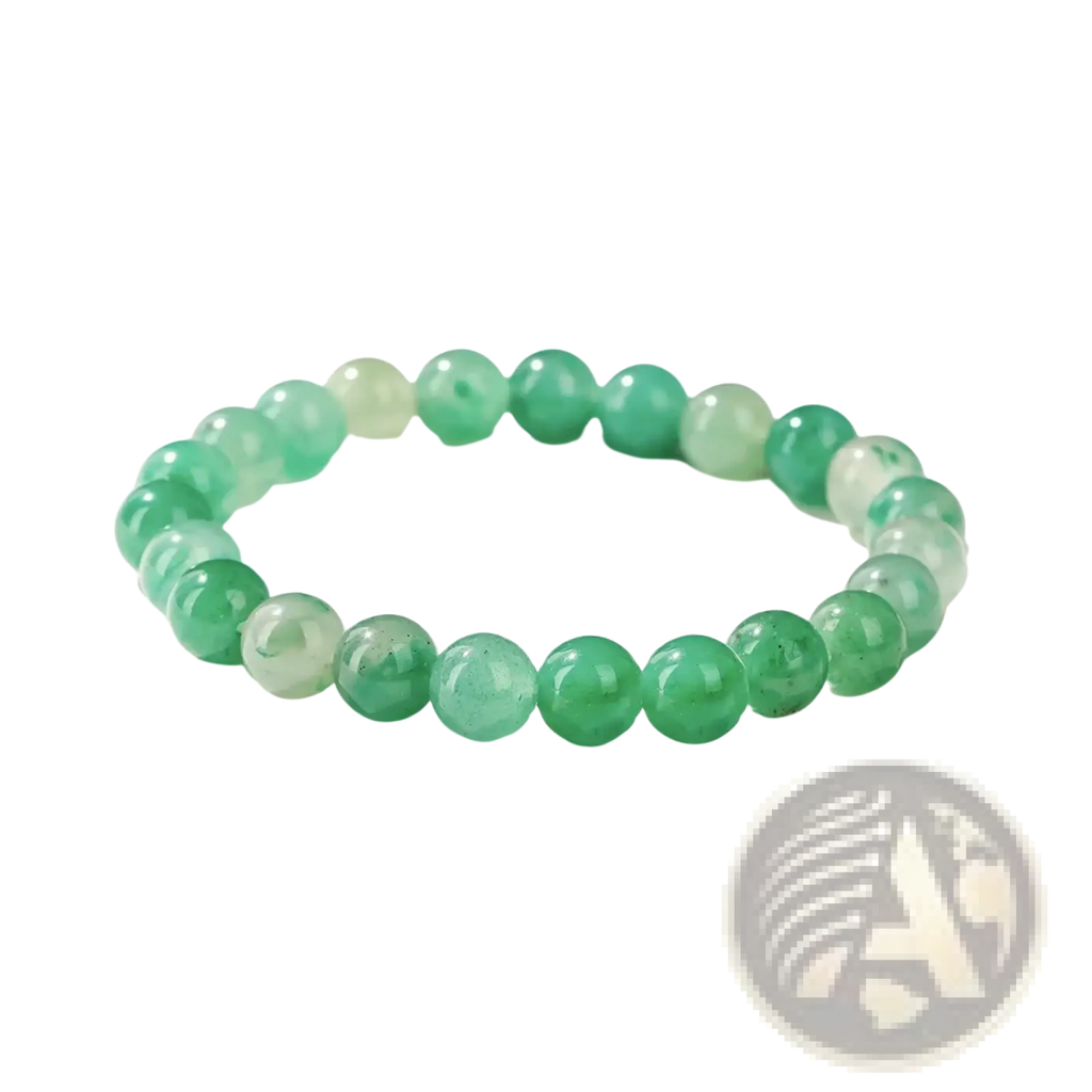 Natural african jade bead bracelet unisex with delicate translucent polished spheres in emerald and pale mint green