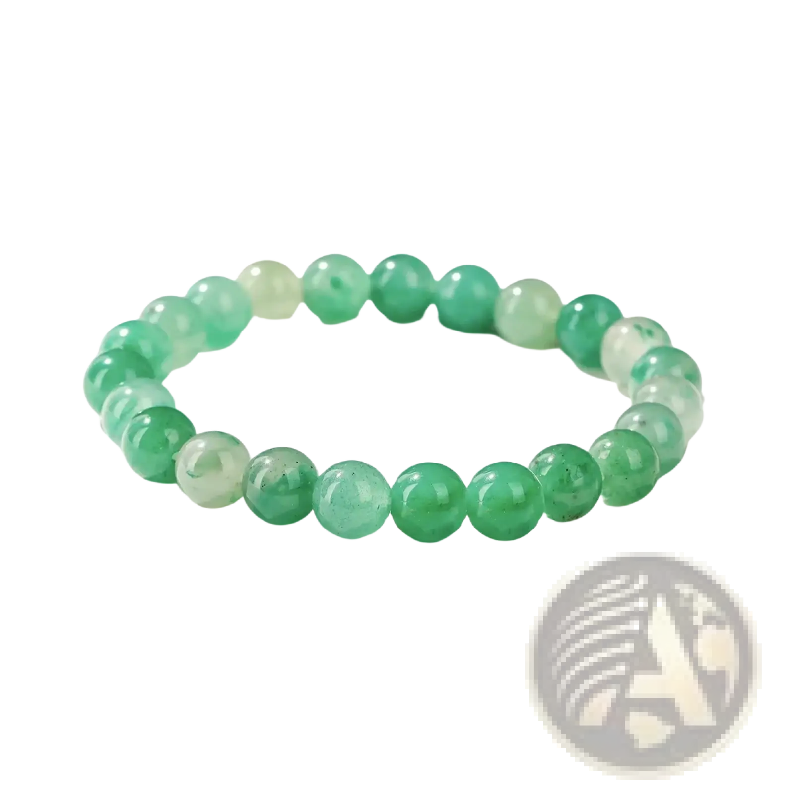 Natural african jade bead bracelet unisex with delicate translucent polished spheres in emerald and pale mint green