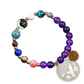 Natural amethyst and agate twelve zodiac beaded bracelet with purple blue coral gold beads star charm and zodiac pendants