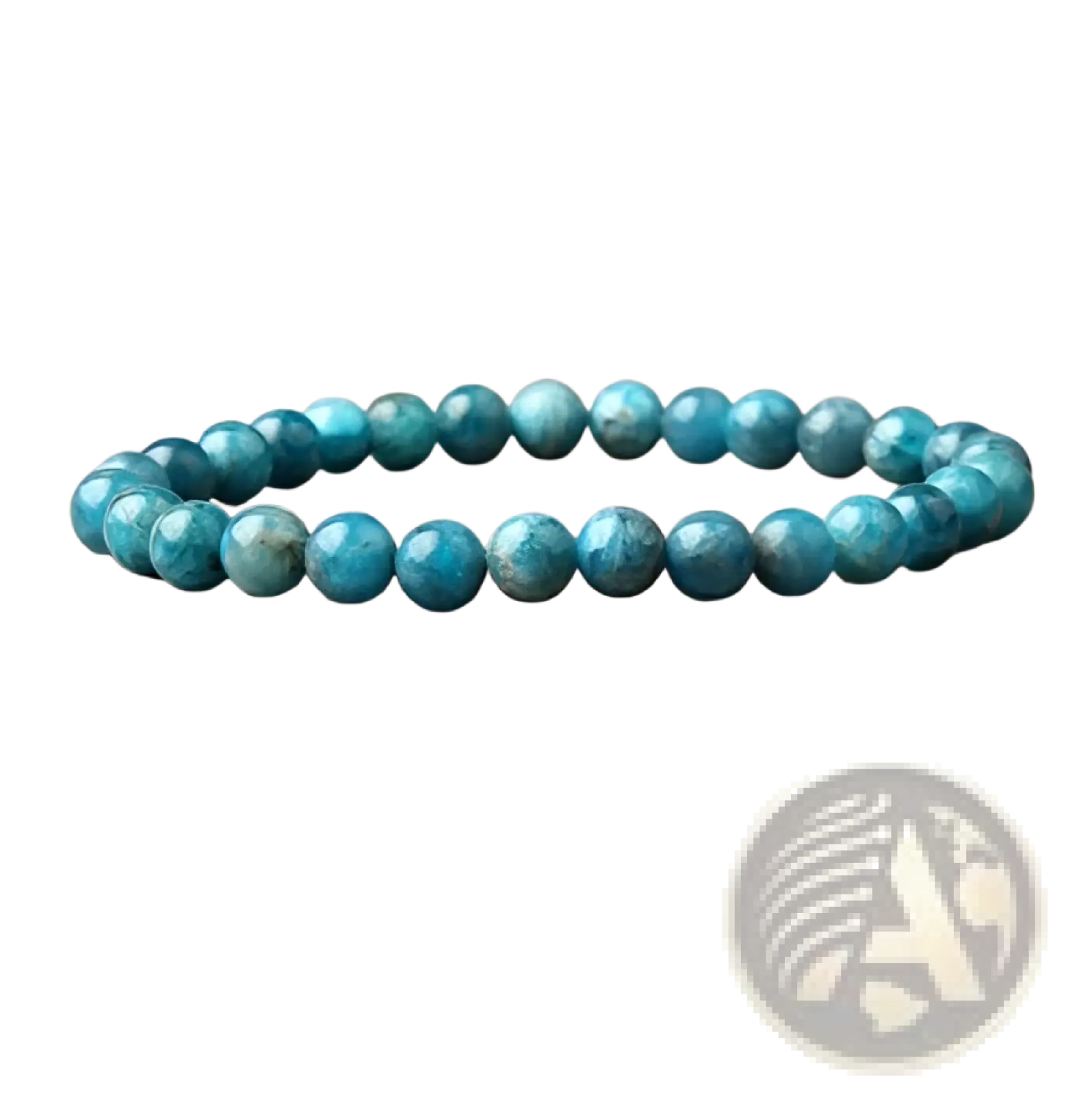 Natural blue apatite polished stone elastic bead bracelet featuring smooth turquoise blue spherical beads