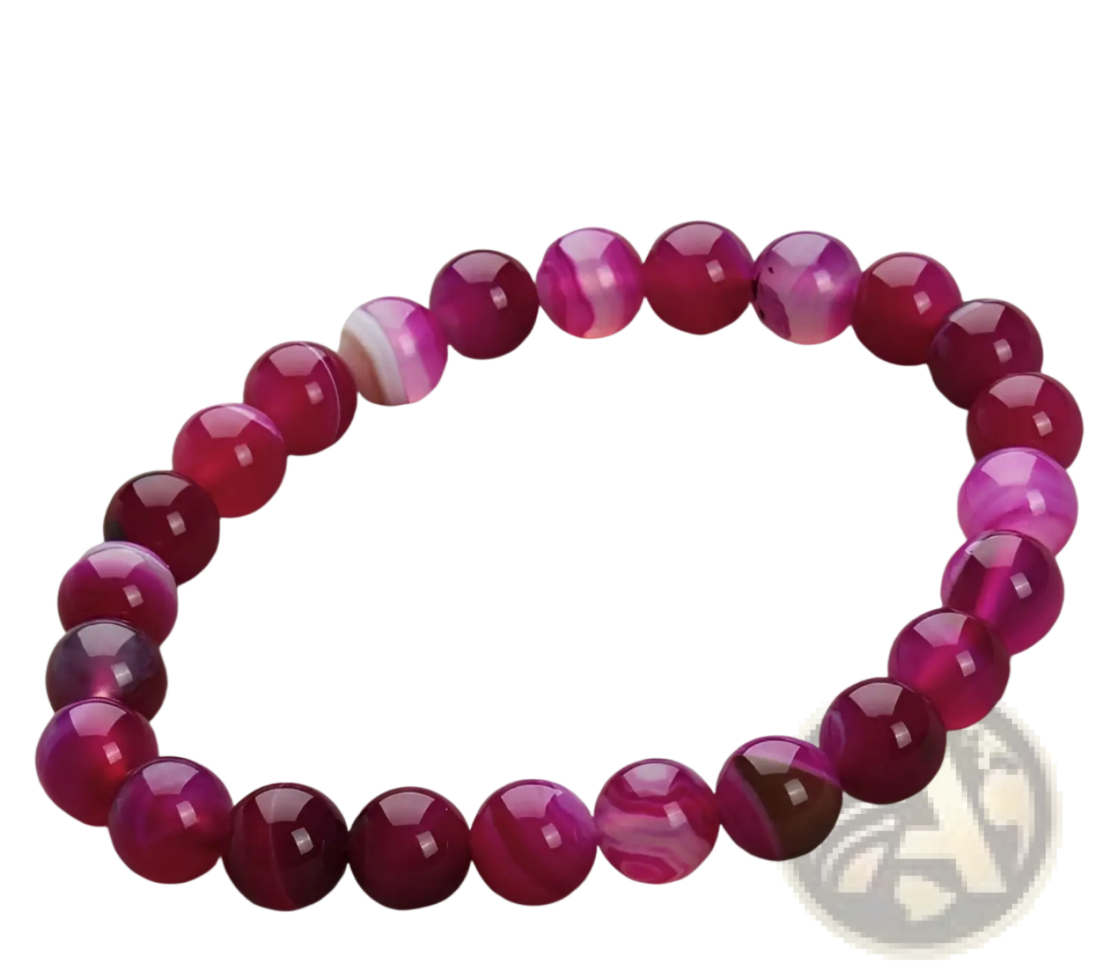 Natural polished gemstone and agate beaded bracelet with vibrant pink and magenta smooth polished spheres