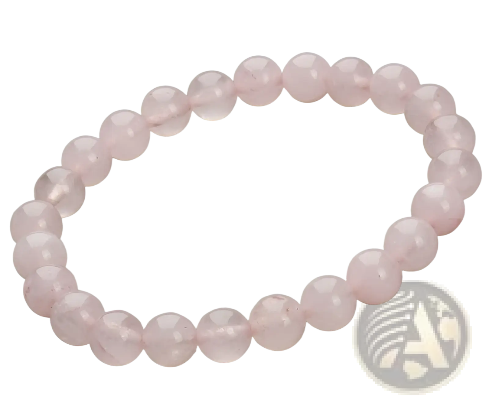 Natural polished gemstone and agate beaded bracelet with delicate pink faceted translucent rose quartz beads